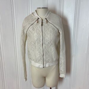 🤍XINNLANG Lace Bomber Jacket with Detachable Sleeves - Size M